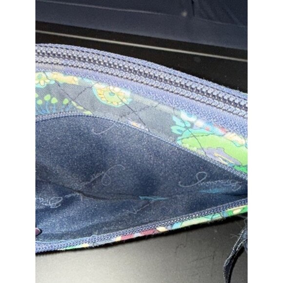 Vera Bradley Zip Around Wallet Blue Rhapsody Green Purple Navy Checkbook Cards - Picture 8 of 9